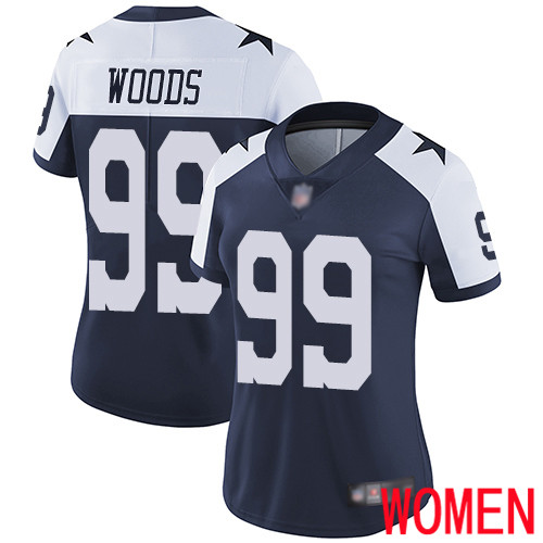 Women Dallas Cowboys Limited Navy Blue Antwaun Woods Alternate #99 Vapor Untouchable Throwback NFL Jersey->women nfl jersey->Women Jersey